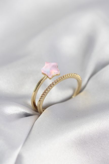 Bouquet Bouqtique Gold Renk Zirkon Taşlı Pembe Halley Model Kadın Yüzük BQT35BYK4040