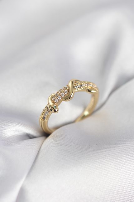 Bouquet Bouqtique Gold Renk Zirkon Taşlı Sarmal Yılan Model Kadın Yüzük BQT35BYK4068