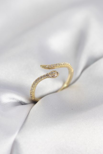 Bouquet Bouqtique Gold Renk Yılan Model Zirkon Taşlı Kadın Yüzük BQT35BYK4133