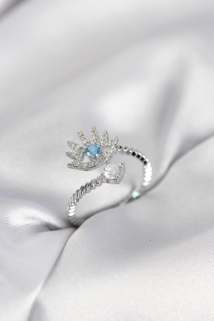 Bouquet Boutique Gümüş Renk Göz Model Zirkon Taşlı Kadın Yüzük BQT35BYK4073