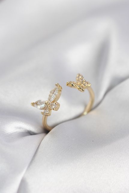 Bouquet Bouqtique Kelebek Model Zirkon Taşlı Gold Renk Kadın Yüzük BQT35BYK4078