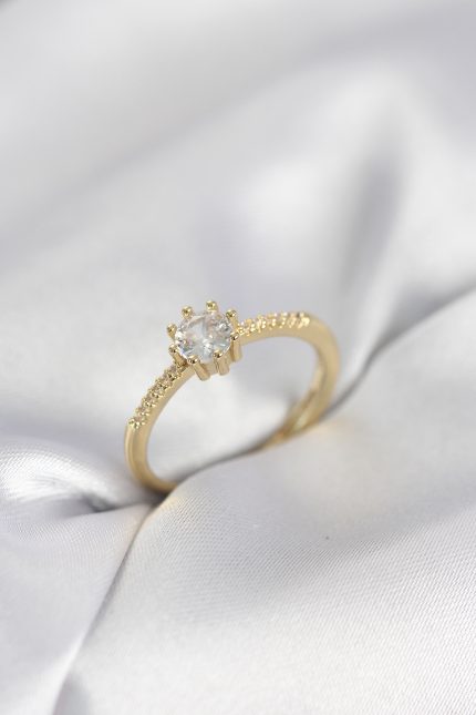 Bouquet Bouqtique Tek Taş Model Gold Renk Zirkon Taşlı Kadın Yüzük BQT35BYK4088