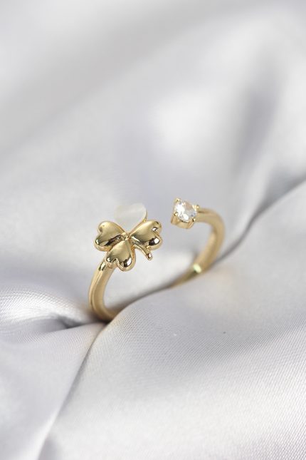 Bouquet Bouqtique Gold Renk Yonca Model Sedefli Kadın Yüzük BQT35BYK4103