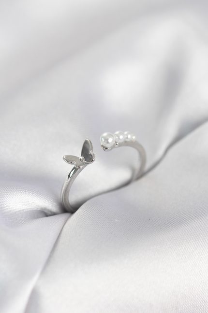 Bouquet Bouqtique İncili Kelebek Model Gümüş Renk Pirinç Kadın Yüzük BQT35BYK4120