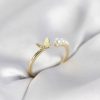 Bouquet Bouqtique İncili Kelebek Model Gold Renk Pirinç Kadın Yüzük BQT35BYK4121