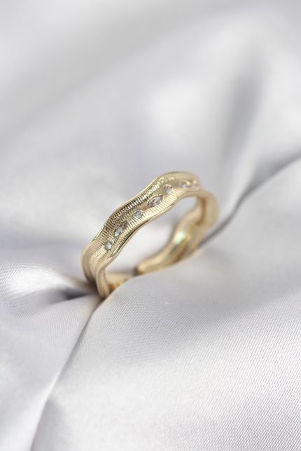 Bouquet Bouqtique Gold Renk Su Damlası Model Zirkon Taşlı Kadın Yüzük BQT35BYK4123