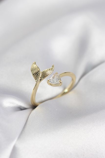 Bouquet Boutique Balık Kuyruğu Model Gold Renk Zirkon Taşlı Kadın Yüzük BQT35BYK4129