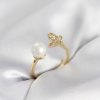 Bouquet Bouqtique Kelebek İncili Model Gold Renk Zirkon Taşlı Kadın Yüzük BQT35BYK4131