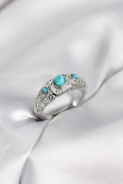 Bouquet Bouqtique Vintage Model Mavi Taşlı Gümüş Renk Kadın Yüzük BQT35BYK4148