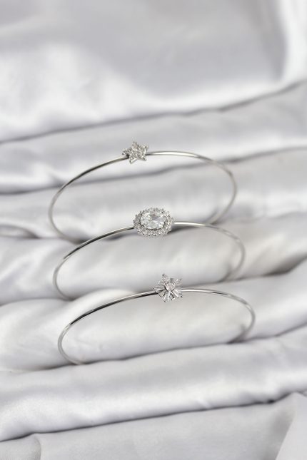 Bouquet Bouqtique Zirkon Taşlı Gümüş Renk Tek Taş Model 3'lü Kadın Bileklik Kombini BQT35BB8350