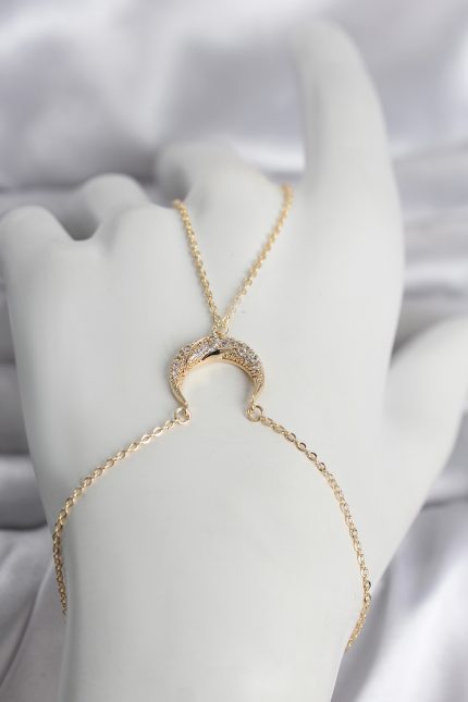 Bouquet Bouqtique Pirinç Gold Renk Hilal Model Zirkon Taşlı Kadın Şahmeran BQT35SN751