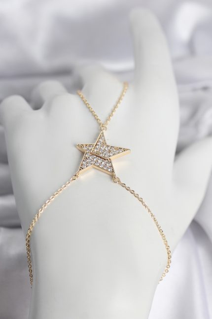 Bouquet Bouqtique Pirinç Gold Renk Zirkon Taşlı Yıldız Model Kadın Şahmeran BQT35SN759