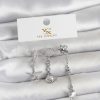 Bouquet Bouqtique Pirinç Gümüş Renk Zirkon Taşlı Deniz Temalı 3'lü Kadın Küpe BQT35BKP11702