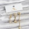 Bouquet Bouqtique Pirinç Gold Renk Zirkon Taşlı Deniz Temalı 3'lü Kadın Küpe BQT35BKP11703