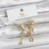 Bouquet Bouqtique Pirinç Gold Renk Zirkon Taşlı Gece Temalı 3'lü Kadın Küpe BQT35BKP11705