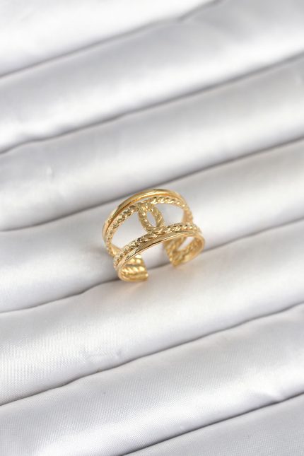 Bouquet Bouqtique 316L Çelik Gold Renk Burgu Düğüm Model Kadın Yüzük BQT35BYK4163