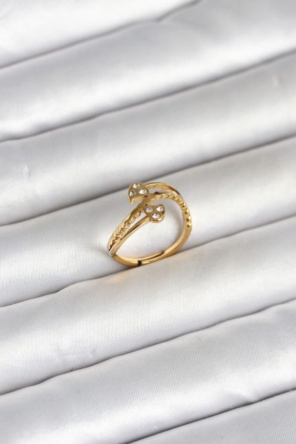 Bouquet Bouqtique 316L Çelik Gold Renk Zirkon Taşlı Kalp Model Kadın Yüzük BQT35BYK4169