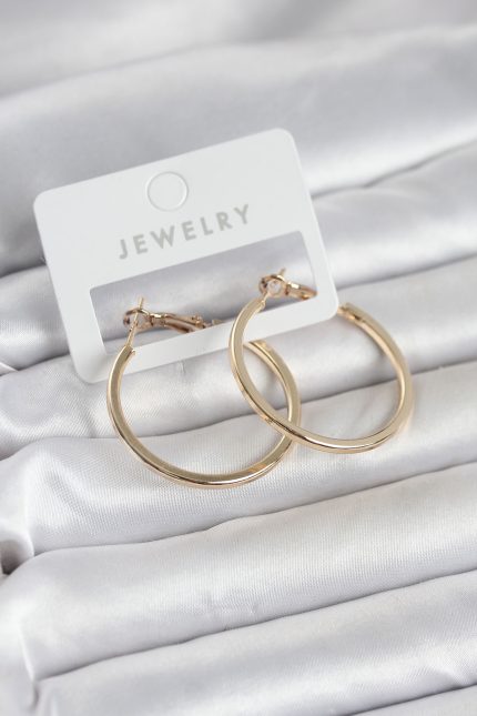Bouquet Bouqtique Gold Renk Pirinç Köşeli Kenar Halka 32 mm Kadın Küpe BQT35BKP11765