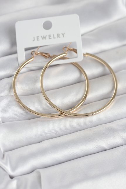 Bouquet Bouqtique Gold Renk Pirinç Köşeli Kenar Halka 54 mm Kadın Küpe BQT35BKP11767