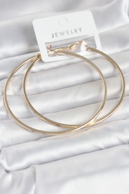 Bouquet Bouqtique Gold Renk Pirinç Köşeli Kenar Halka 72 mm Kadın Küpe BQT35BKP11769