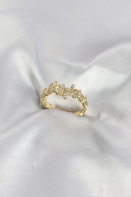 Bouquet Bouqtique Gold Renk Pirinç Ritim Model Zirkon Taşlı Kadın Yüzük BQT35BYK4191
