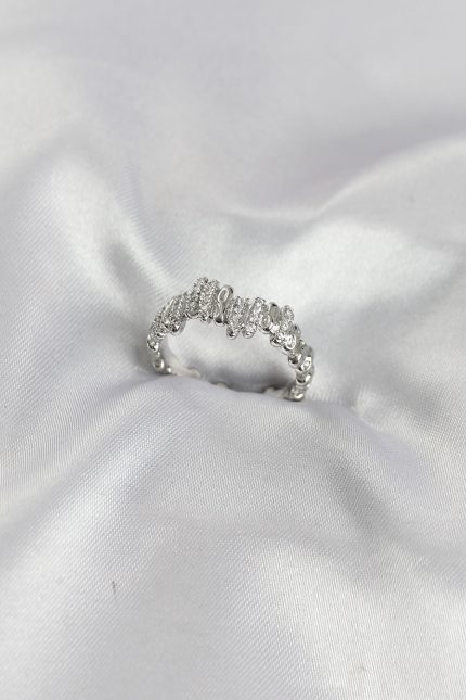 Bouquet Boutique Gümüş Renk Pirinç Ritim Model Zirkon Taşlı Kadın Yüzük BQT35BYK4192