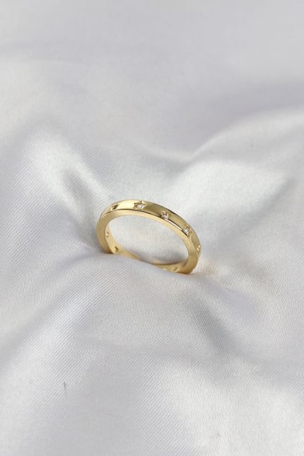 Bouquet Bouqtique Pirinç Gold Renk Yıldız Detaylı Alyans Model Kadın Yüzük BQT35BYK4193