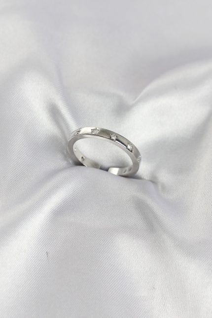 Bouquet Bouqtique Pirinç Gümüş Renk Yıldız Detaylı Alyans Model Kadın Yüzük BQT35BYK4194