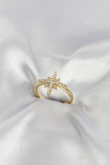 Bouquet Bouqtique Pirinç Gold Renk Kutup Yıldızı Model Zirkon Taşlı Kadın Yüzük BQT35BYK4199
