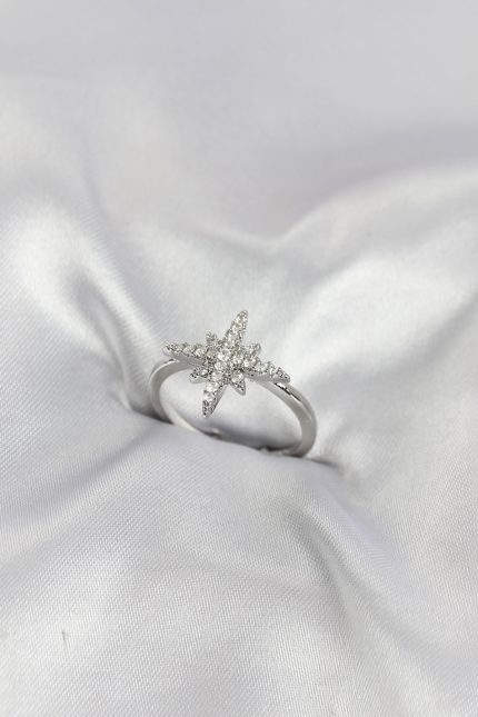 Bouquet Bouqtique Pirinç Gümüş Renk Kutup Yıldızı Model Zirkon Taşlı Kadın Yüzük BQT35BYK4200
