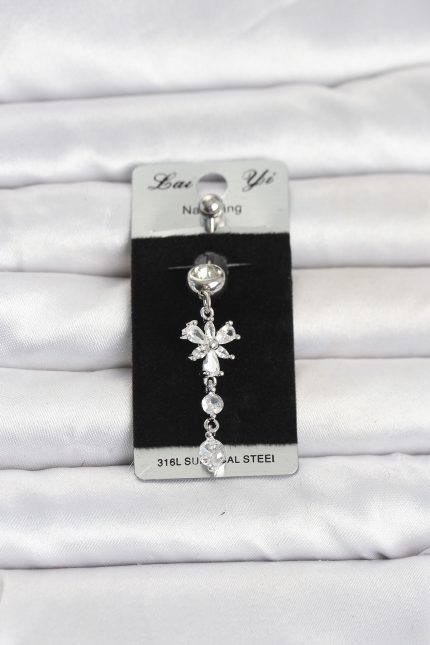 Bouquet Bouqtique 316L Cerrahi Çelik Sallantılı Zirkon Taşlı Model Göbek Piercing BQT35PR1410