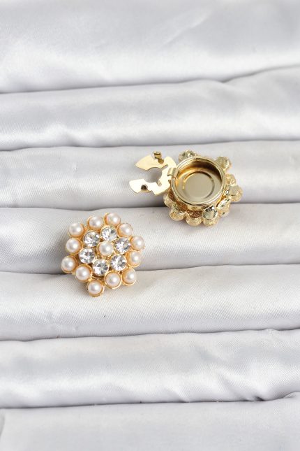 Bouquet Bouqtique Zirkon Taşlı ve İncili Model Düğme veya Manşet Broşu BQT35BR482