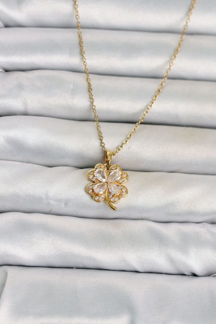 Bouquet Bouqtique 316L Çelik Zincir Gold Renk 4 Yapraklı Yonca Model Kadın Kolye BQT35BKO11080