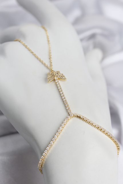 Bouquet Bouqtique Gold Renk Pirinç Zirkon Taşlı Kelebek Model Şahmeran BQT35SN769