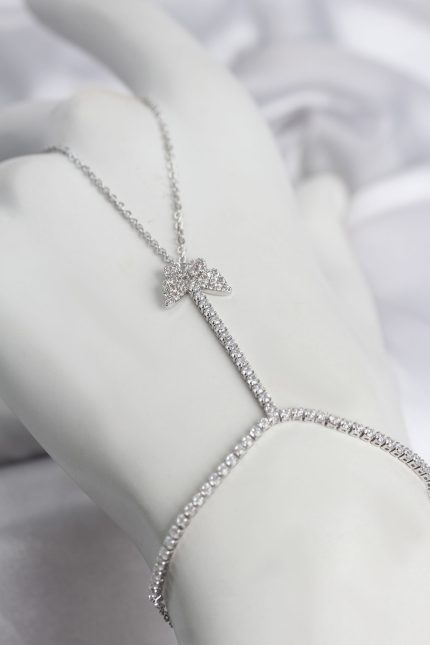 Bouquet Boutique Gümüş Renk Pirinç Zirkon Taşlı Kelebek Model Şahmeran BQT35SN770
