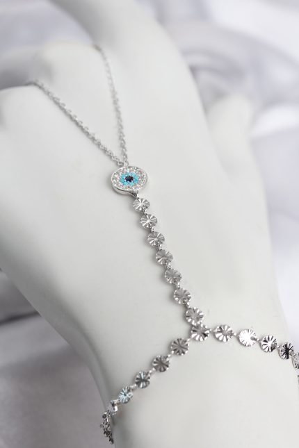 Bouquet Boutique Gümüş Renk Pirinç Zirkon Taşlı Nazar Model Şahmeran BQT35SN774