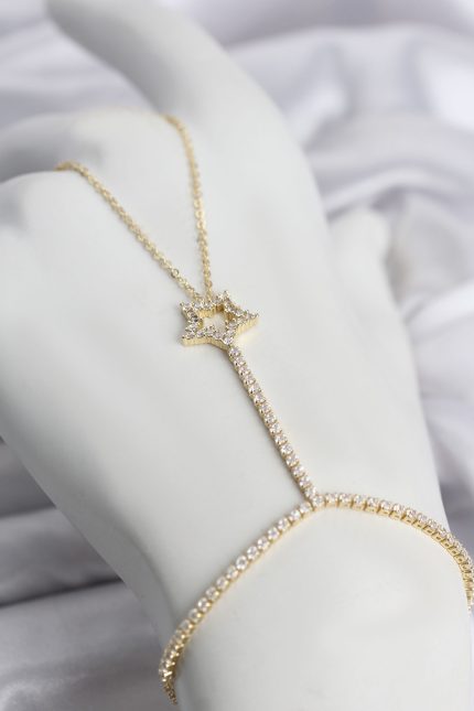 Bouquet Bouqtique Gold Renk Pirinç Zirkon Taşlı Yıldız Model Şahmeran BQT35SN789