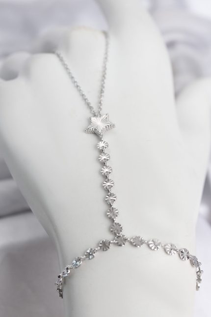 Bouquet Boutique Gümüş Renk Pirinç Lazerli Yıldız Model Zirkon Taşlı Şahmeran BQT35SN786