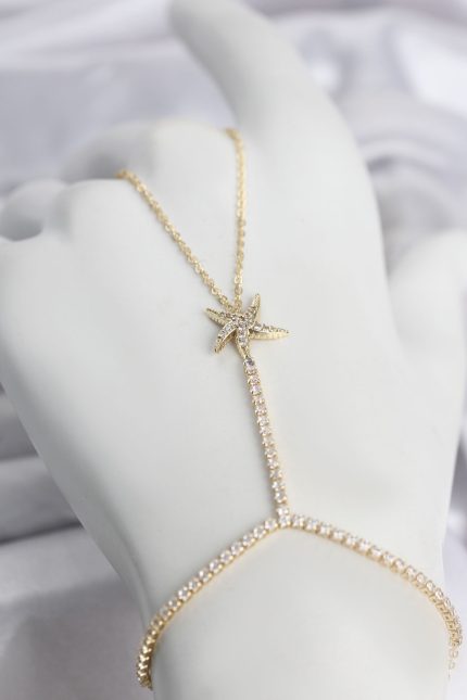 Bouquet Bouqtique Gold Renk Pirinç Zirkon Taşlı Deniz Yıldızı Model Şahmeran BQT35SN791