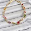 Bouquet Bouqtique Pirinç Gold Renk Mix Renk Zirkon Taşlı Çiçek Model Kadın Bileklik BQT35BB8577