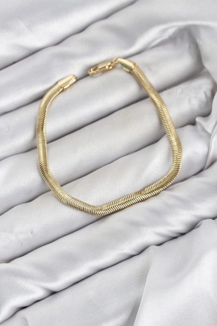 Bouquet Boutique CM Yassı Yılan Zincir Model Gold Renk Pirinç Kadın Bileklik BQT35BB8597