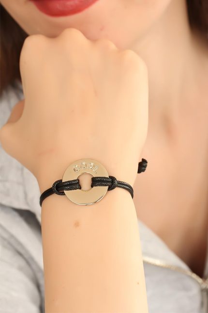 Bouquet Bouqtique COOL (Havalı) Siyah Deri İpli Unisex Mood Bileklik BQT35BB1984