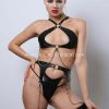 Deri Fantezi İç Giyim Takım, Şık Deri Harness Set, Club Wear - APFT1330