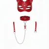 Kırmızı Harness Takım Deri Kedi Maskeli Zincir Detaylı - APFT784