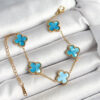 Bouquet Bouqtique 316L Çelik Sedefli Gökyüzü Mavisi Gold Renk Yonca Kadın Bileklik BQT35BB6967