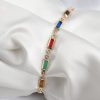 Bouquet Bouqtique Pirinç Gold Renk Karışık Renkli Kare Zirkon Taşlı Kadın Bileklik BQT35BB7040