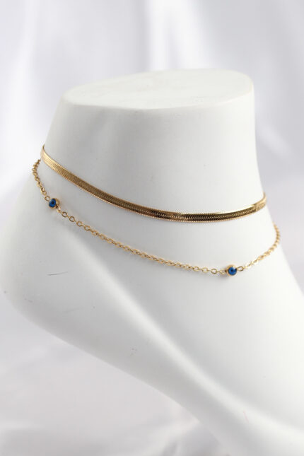 Bouquet Bouqtique 316L Çelik Gold Renk Nazar Boncuk Tasarımlı 2li Halhal BQT35HH1607