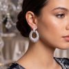 Bouquet Bouqtique Gümüş Renk Zirkon Taşlı Damla Halka Model Kadın Abiye Küpe BQT35BKP11903