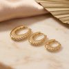 Bouquet Bouqtique Gold Renk Oval Halka Model Zirkon Taşlı 3 lü Küpe Set BQT35BKP11976