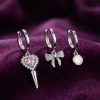 Bouquet Bouqtique Gümüş Renk Kalp Detaylı 3 lü Zirkon Taşlı Küpe BQT35BKP11979